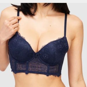Long Line Navy Bra 34 C